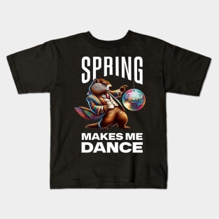 Spring Makes Me Dance Groundhog Funny Spring Dance Kids T-Shirt